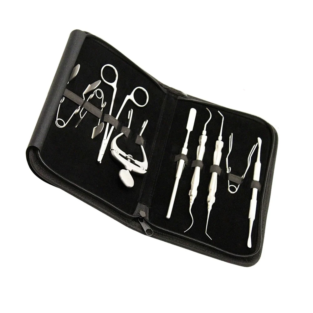 Dental Instruments Set Rabbit & Rodent 9 Pcs Set Complete Kit With Black Pouch CE ISO Approved