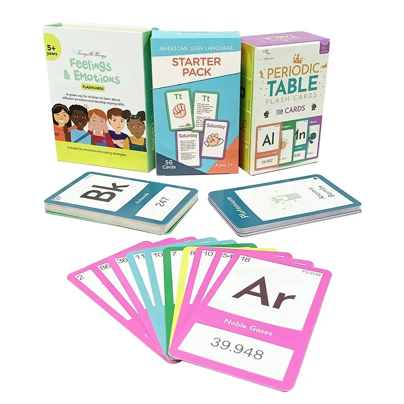 Learning Toddlers Baby Alphabet Abc children Custom Printing Box Services Set Toy Cognitive Flash Cards For Kids Educational