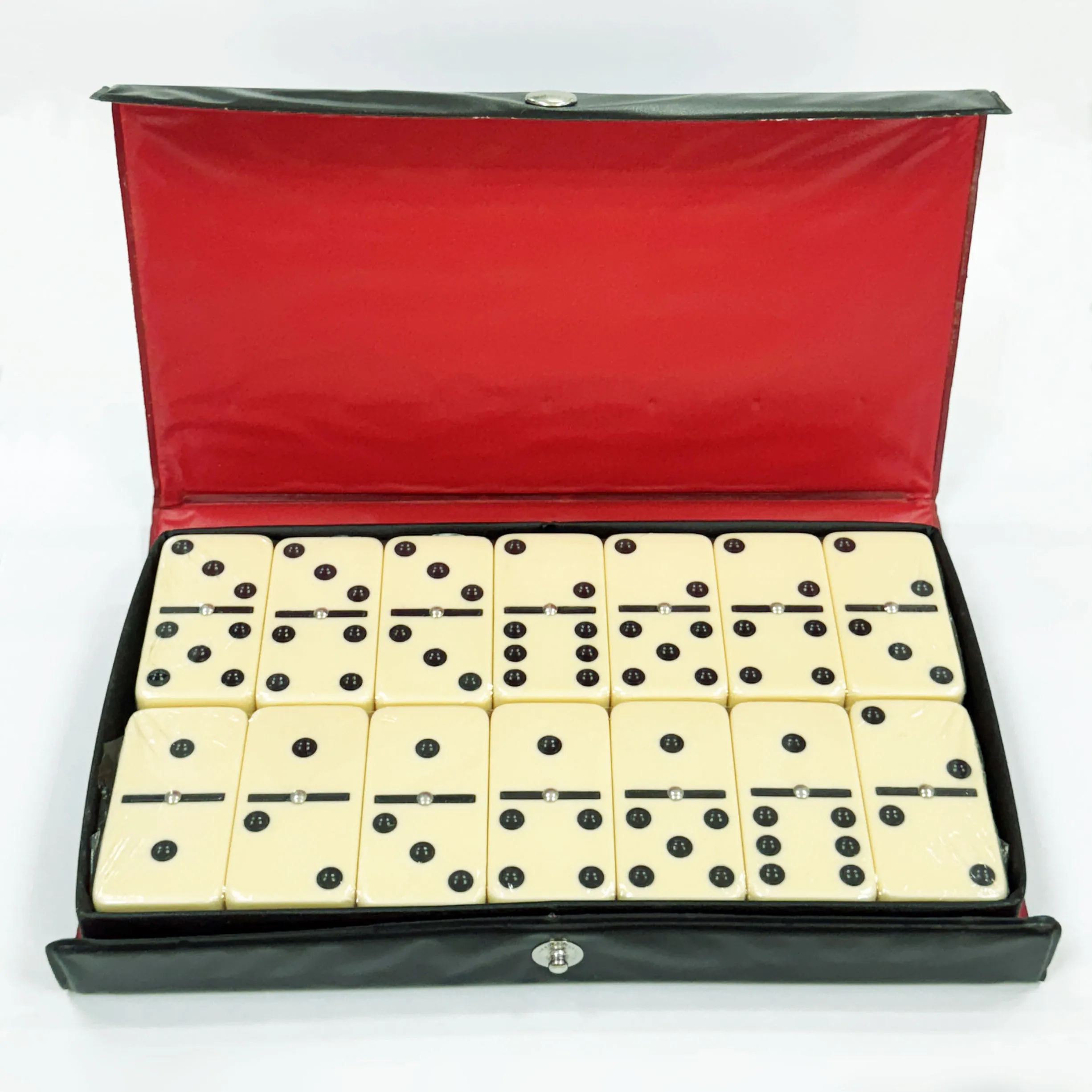 TFB-66XLPV Classic Hot Selling JUMBO size UREA 28-pcs Double Six Domino Game with spnner in vinyl case