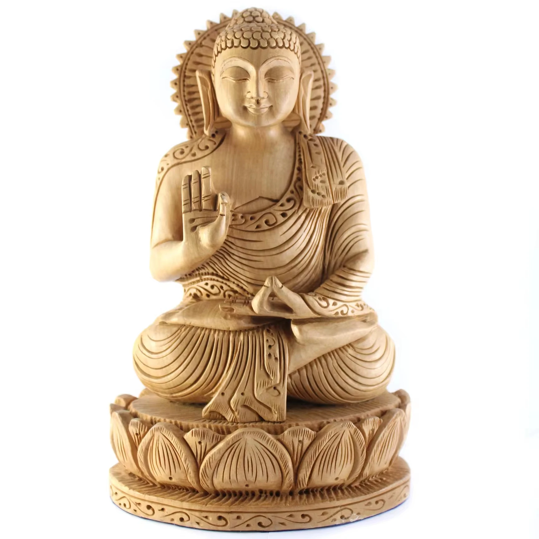 Современная Роскошная 3-дюймовая деревянная статуя Господа Будды буддийского Бога круглой формы, деревянная фигурка ручной работы, вырезанная вручную на дереве Кадам