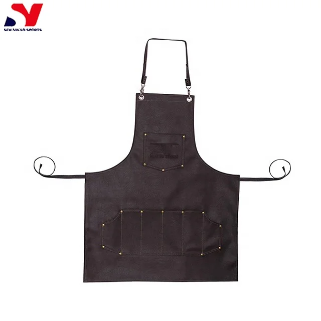 New Collection Brown Barber Leather Apron High Quality Salon Apron With Tool Pockets