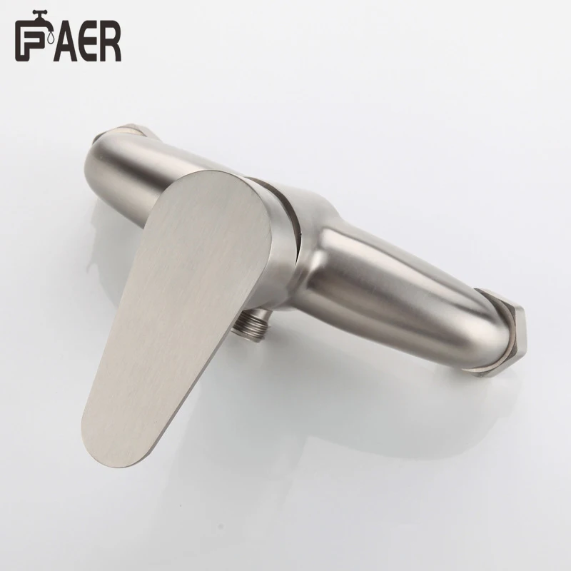 Brief Design Brushed Chrome Stainless Steel Hot Cold in-Wall  Hand Shower Faucet Set Bath Mixer for Bathroom