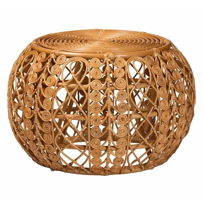 Best product, round Unique woven rattan coffee table casual side table for cafe and restaurant decoration