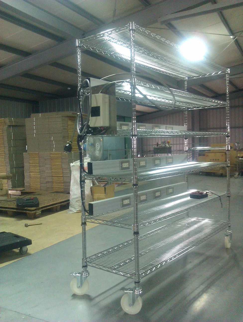 Chrome-Plated Wire Shelving Cart ESD Push Cart Wire Shelf Rack