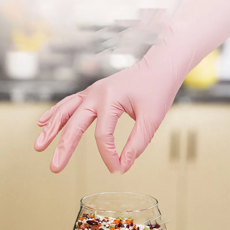 oem customized logo design  aloe vera nitrile protective gloves and housework food kitchen living room cleaning gloves