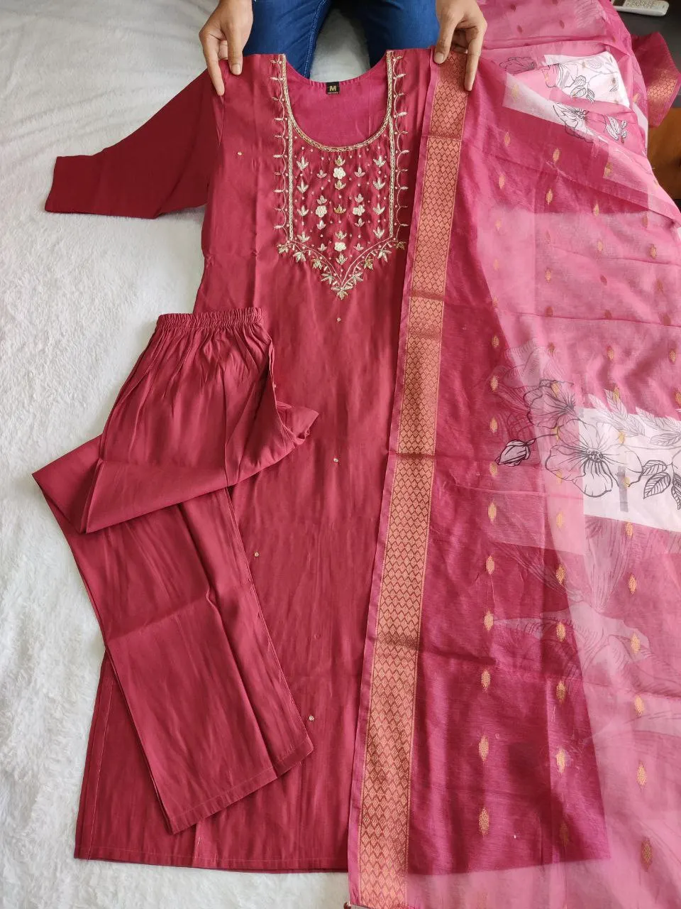 Designer Silk With handwork work salwar suit, Pakistani Salwar Kameez Dupatta Dress, Wedding function wear.