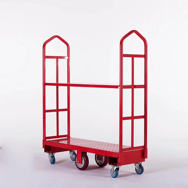 High Quality 2 Tiers Warehouse Tool Trolley With Four Wheels Warehouse Trolley
