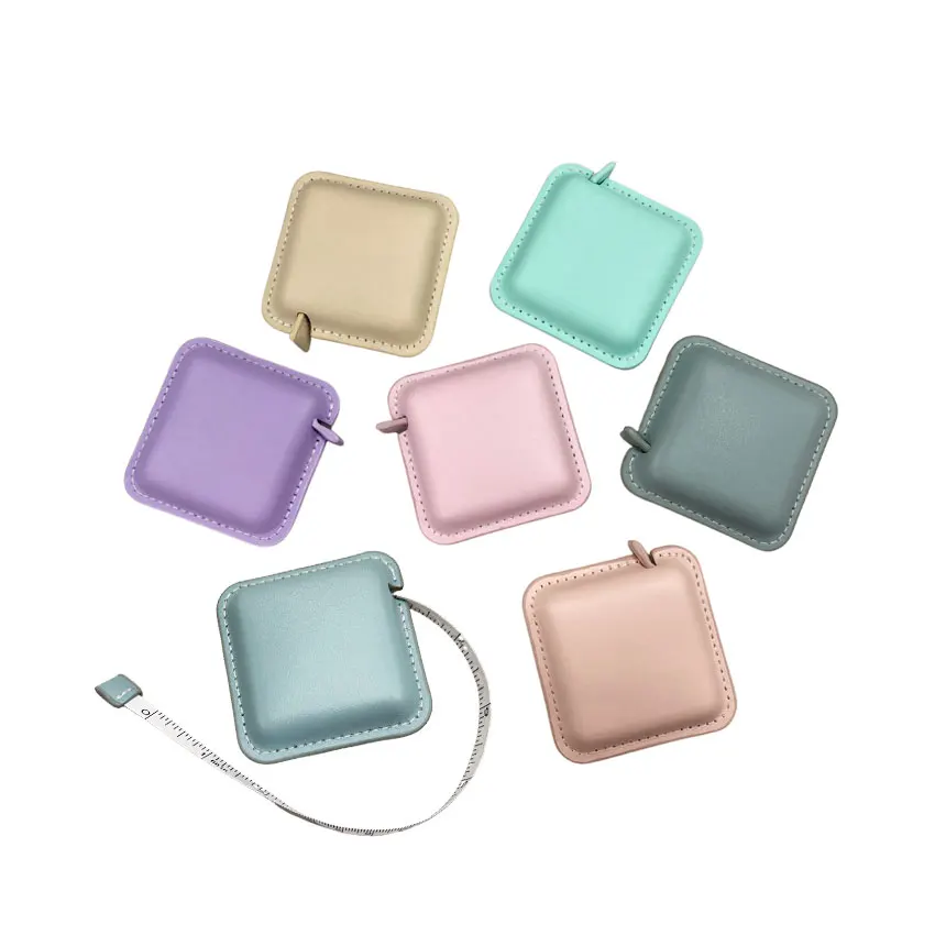 leather small portable promotional keychain with weight measuring tape