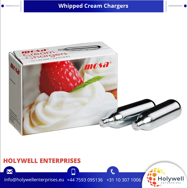 Europe Exporter Selling OEM Private Label Cake Decoration Dessert Tool 7.8g and 8.5g 10 Pack Mosa Whipped Cream Charger