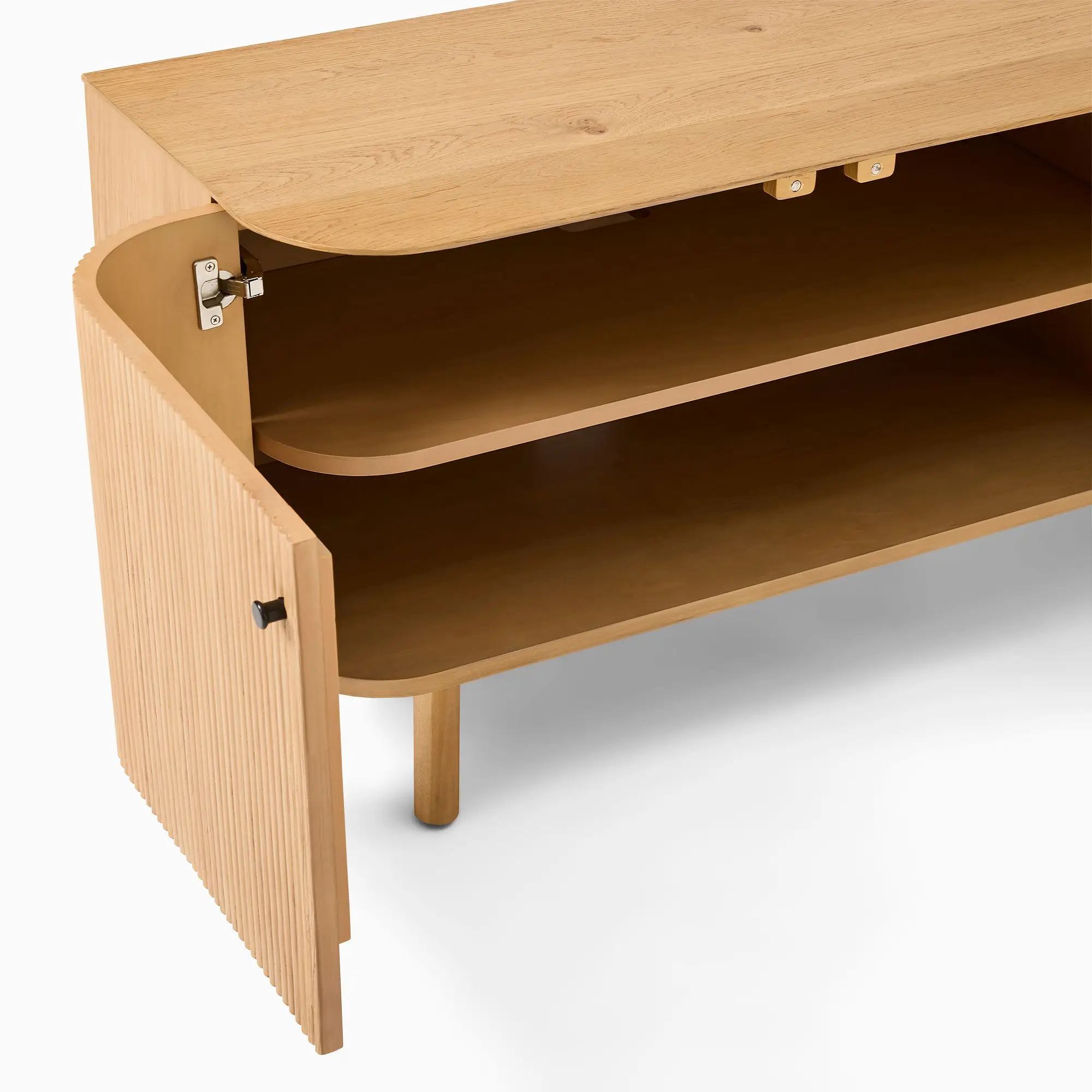 Modern High End Media Console Table Natural Color Solid Wood Material Modern Style Home Furniture