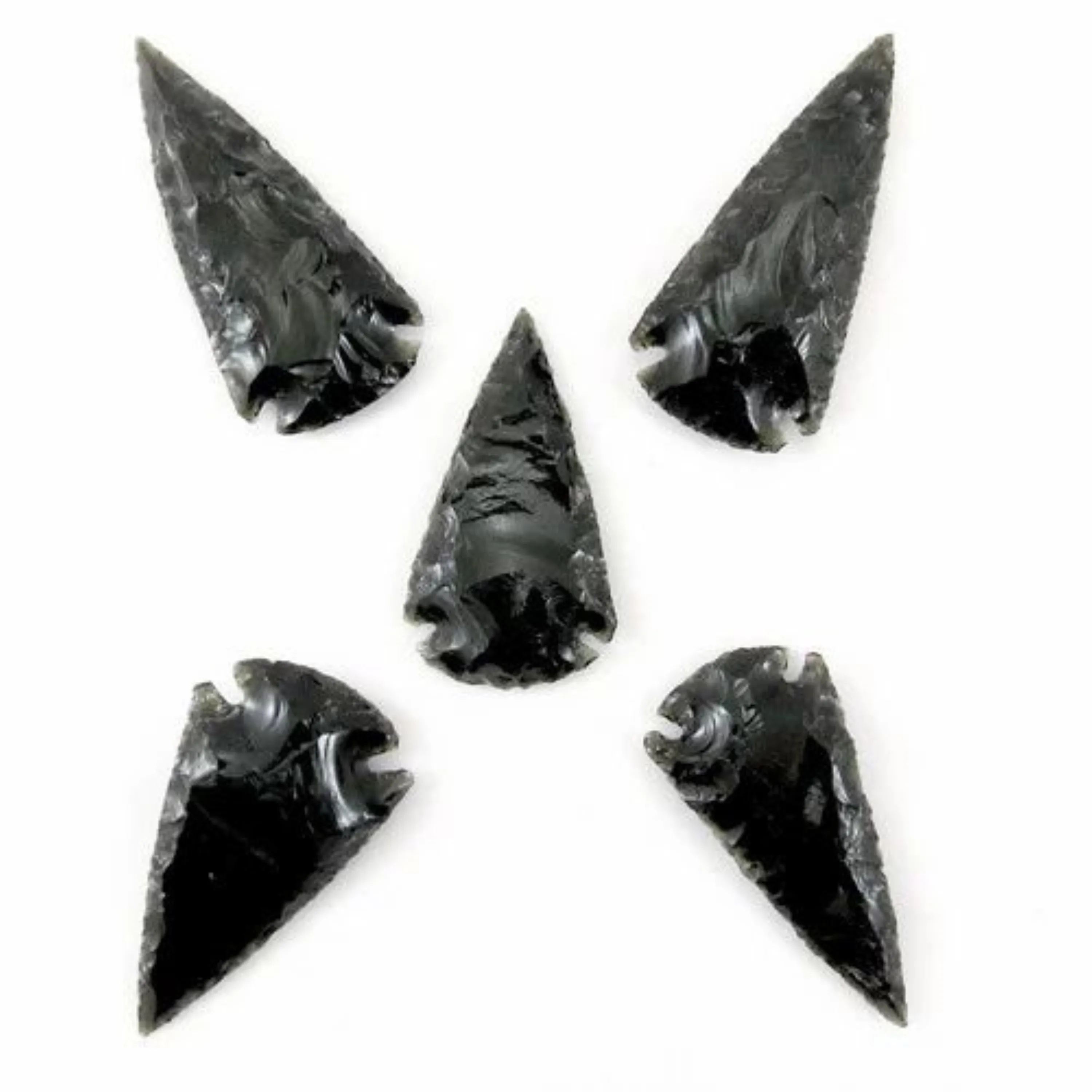 Wholesale Natural Indian Agate Black Obsidian Gemstone Arrowheads Sets Reiki Healing Handmade Bulk Agate Arrowhead Set For Vastu