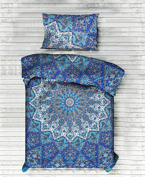 Mandala Forest Tree Indian Duvet Cover Twin Size Cotton Fabric Handmade Home Decor Beautiful