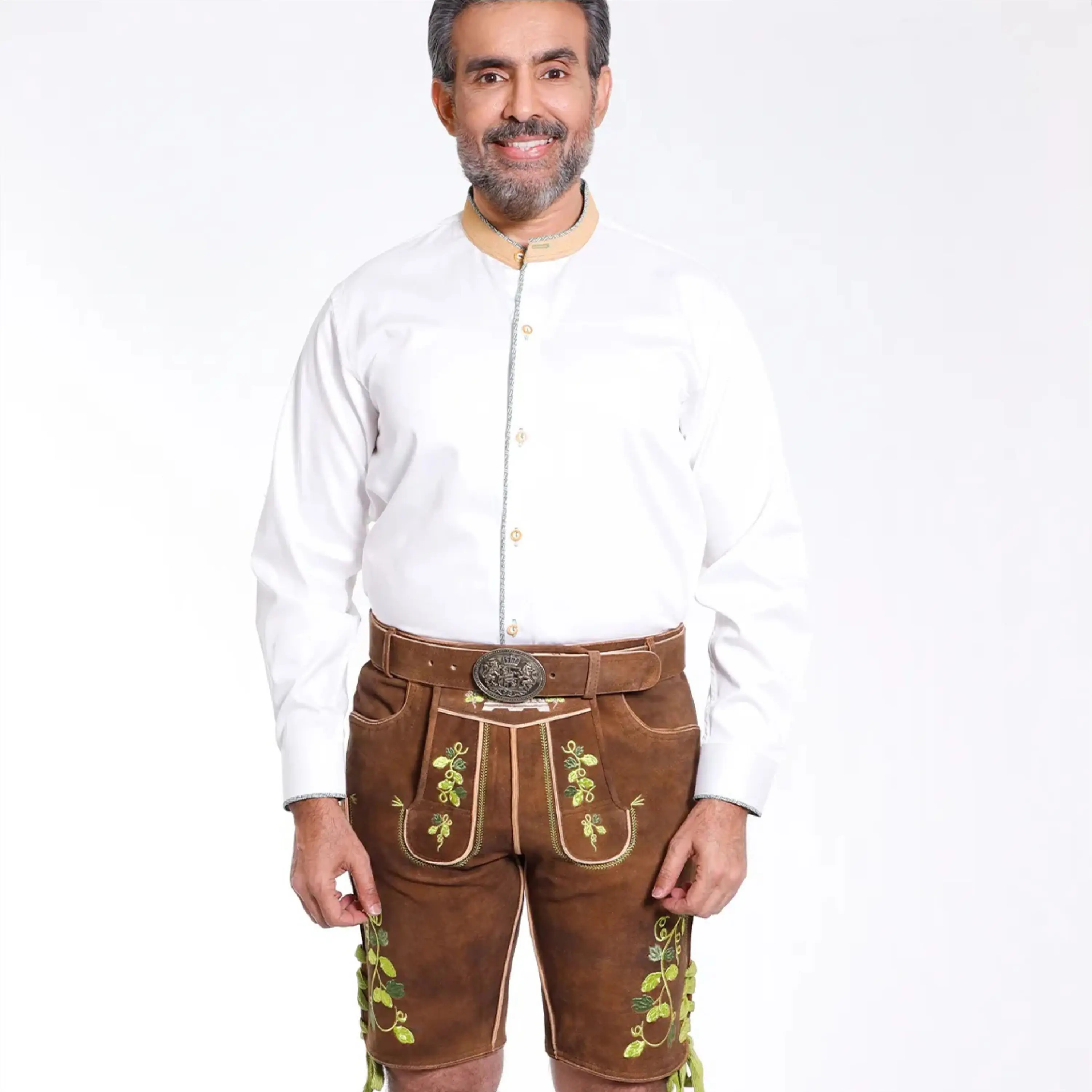Authentic Bavarian Leather Shorts  Traditional Lederhosen with Suspenders for Oktoberfest and Bavarian