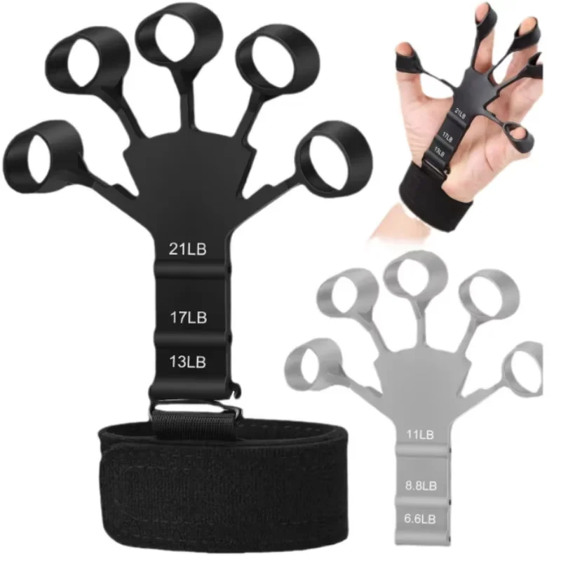 Elastic Finger Gripper Flex Gripster Guitar Hand Grip Exerciser Strengthener 6 Resistant Levels Expander Rubber Finger Trainer