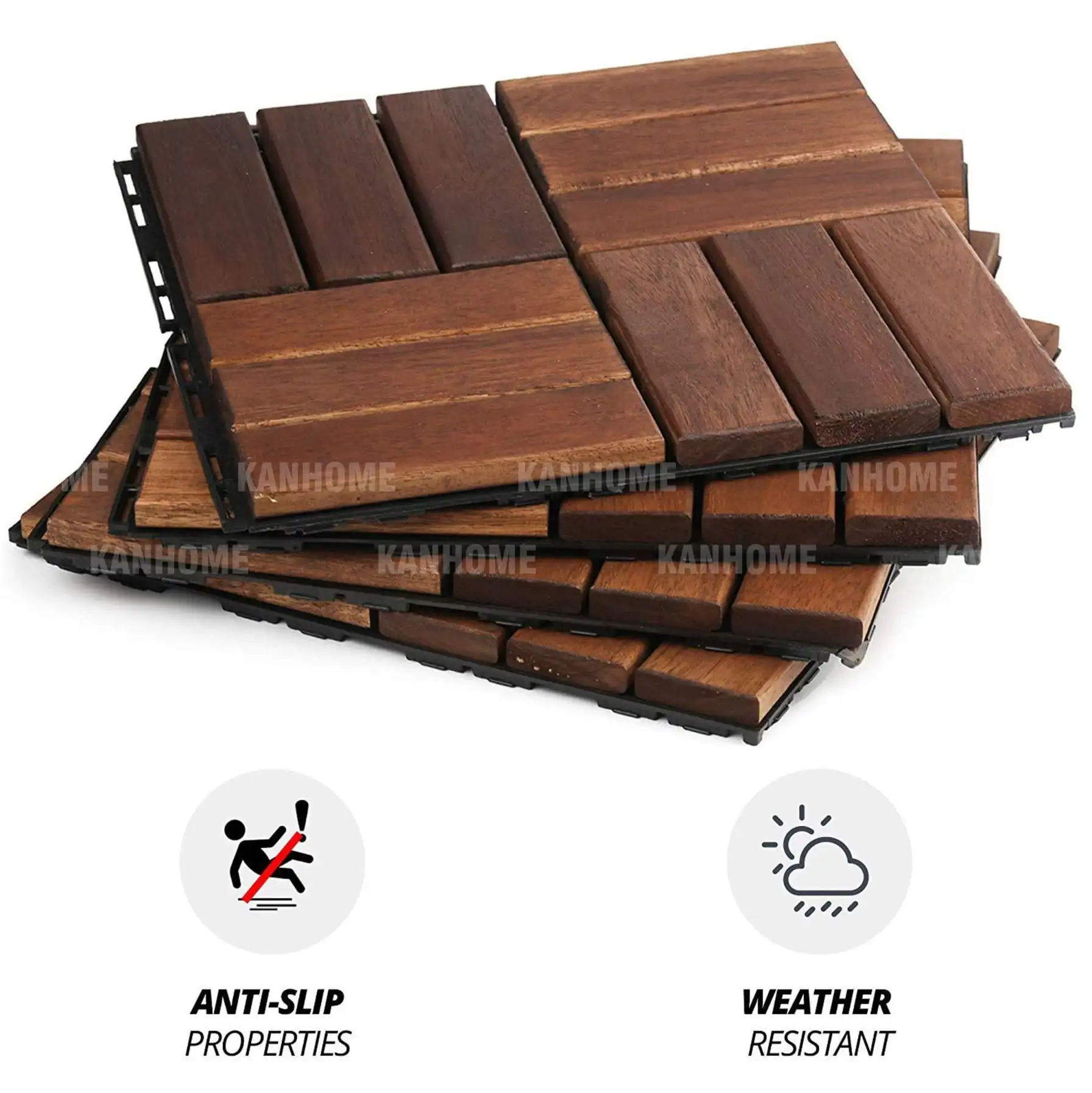 6-SLAT ACACIA WOODEN DECK TILE 300X300X19MM Cheap Price  For Export High Quality Premium Wood Outdoor Decor Low MOQ TILE FLOOR