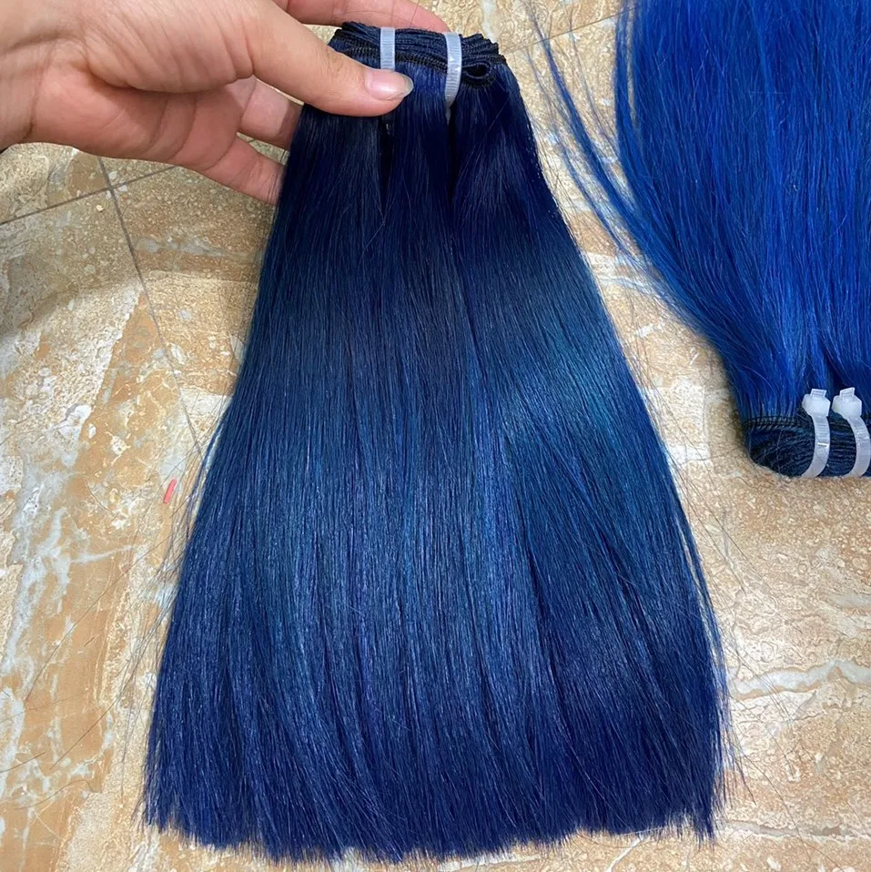 100% натуральные волосы не спутывающийся проливается синий цвет прямой стиль от 6-36 дюймов швейцарский кружевной материал