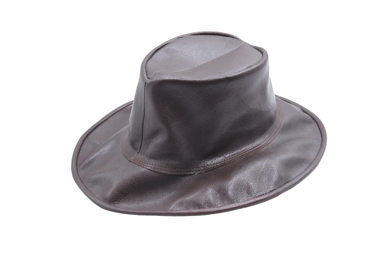 Handmade Vintage Dark Brown Cow Boy Leather Hat Stylish Western Rancher Genuine Personalized Customizable Rodeo Hat Strap