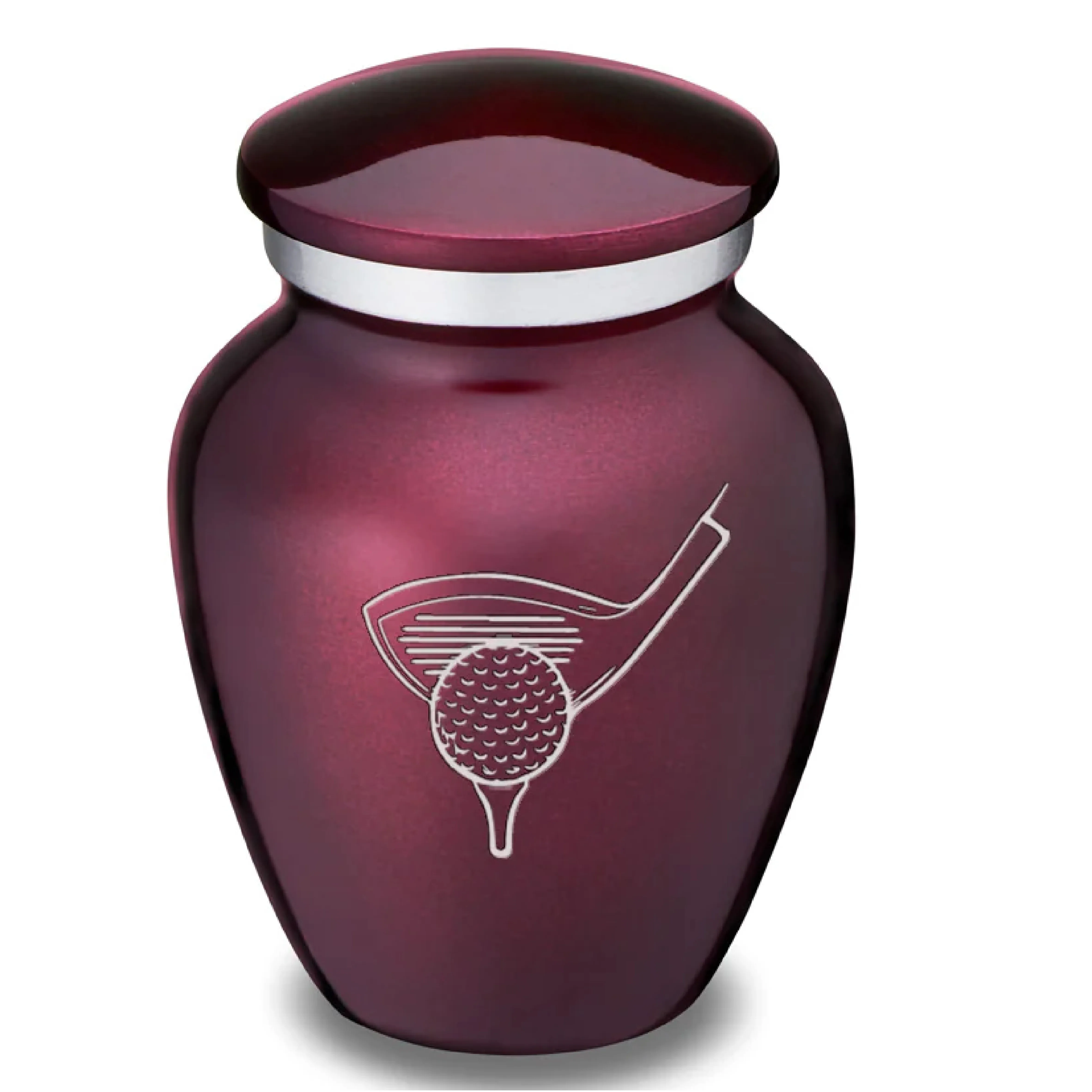 Aluminium Teal Shining Keepsake Urns With Golf Design & Silver Rim