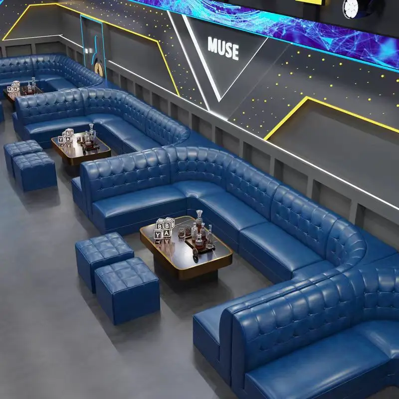 Family KTV Sofa Bar Karaoke Foot Massage Nightclub Private Room Furniture U-Shaped L-Shaped Corner Card Seat Coffee Table