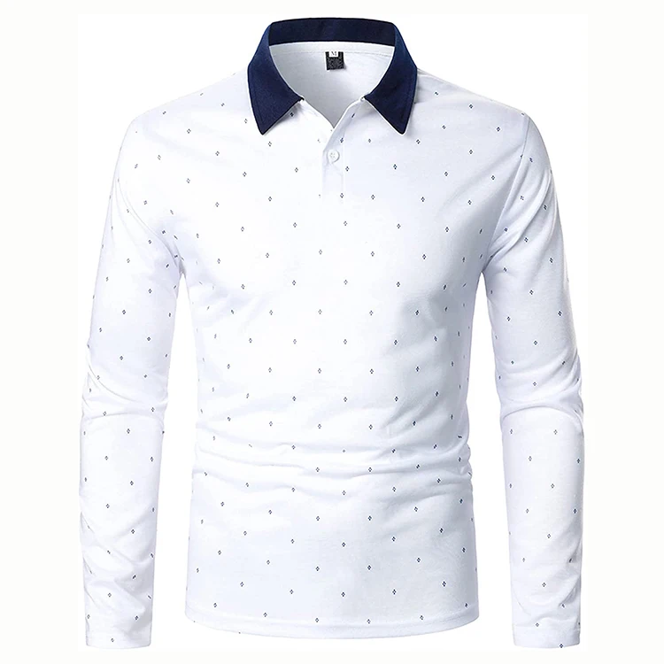 New Fashion Brand Designer Luxury Plain Men long Polo Shirts Regular Fit Casual Long Sleeve polo shirt