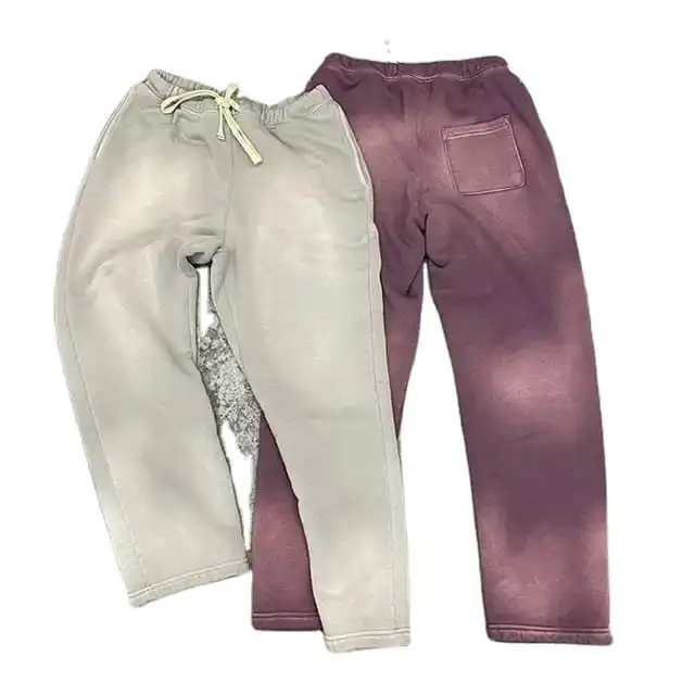 Unisex Custom Hot Sale Heavyweight Cotton Fleece Jogger Acid Washed Vintage Sun Fade Distressed Custom Sweat Pants For Men