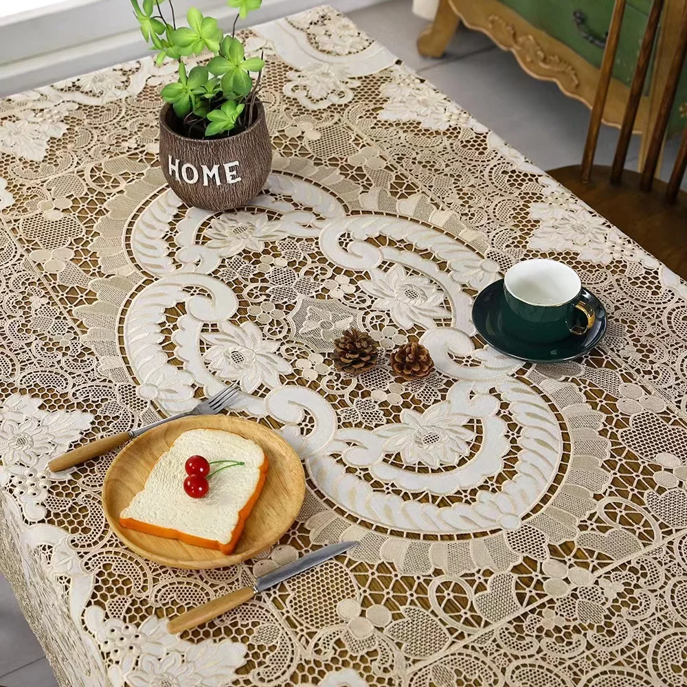 Embroidered tablecloth applique embroidered tablecloth Heavy duty embroidery cotton linen polyester tablecloth for rectangle