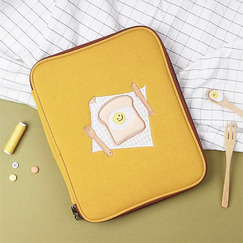 Tablet Case Laptop Storage Bag 11 13 Inch Embroidery Toast Liner Bag Protective Cover Sleeve for Ipad