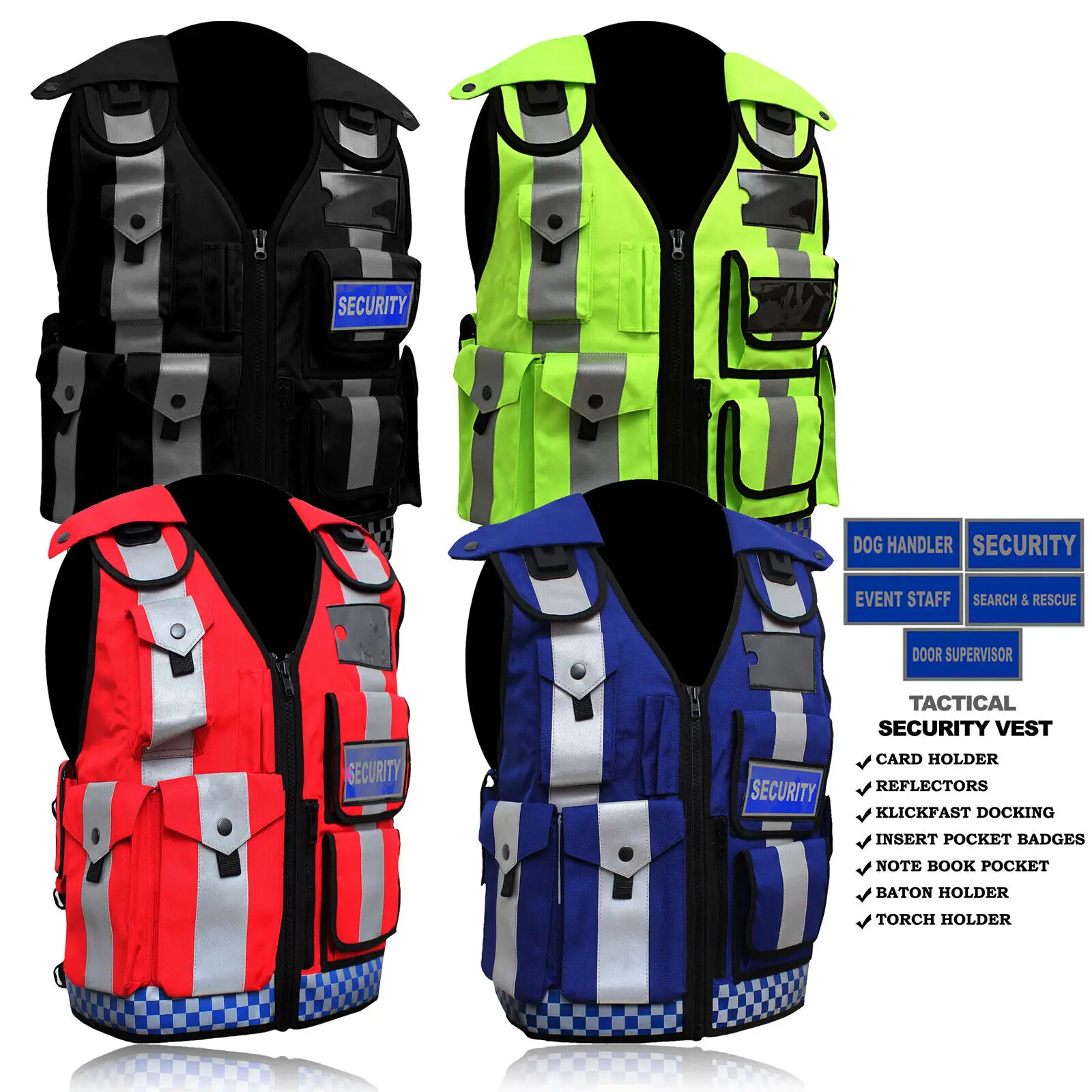 SECURITY VEST TACTICAL VEST DOG HANDLER ENFORCEMENT SECURITY CCTV VEST SEARCH & RESCUE SUPERVISOR REFLECTOR TAC JACKET BY SPALL