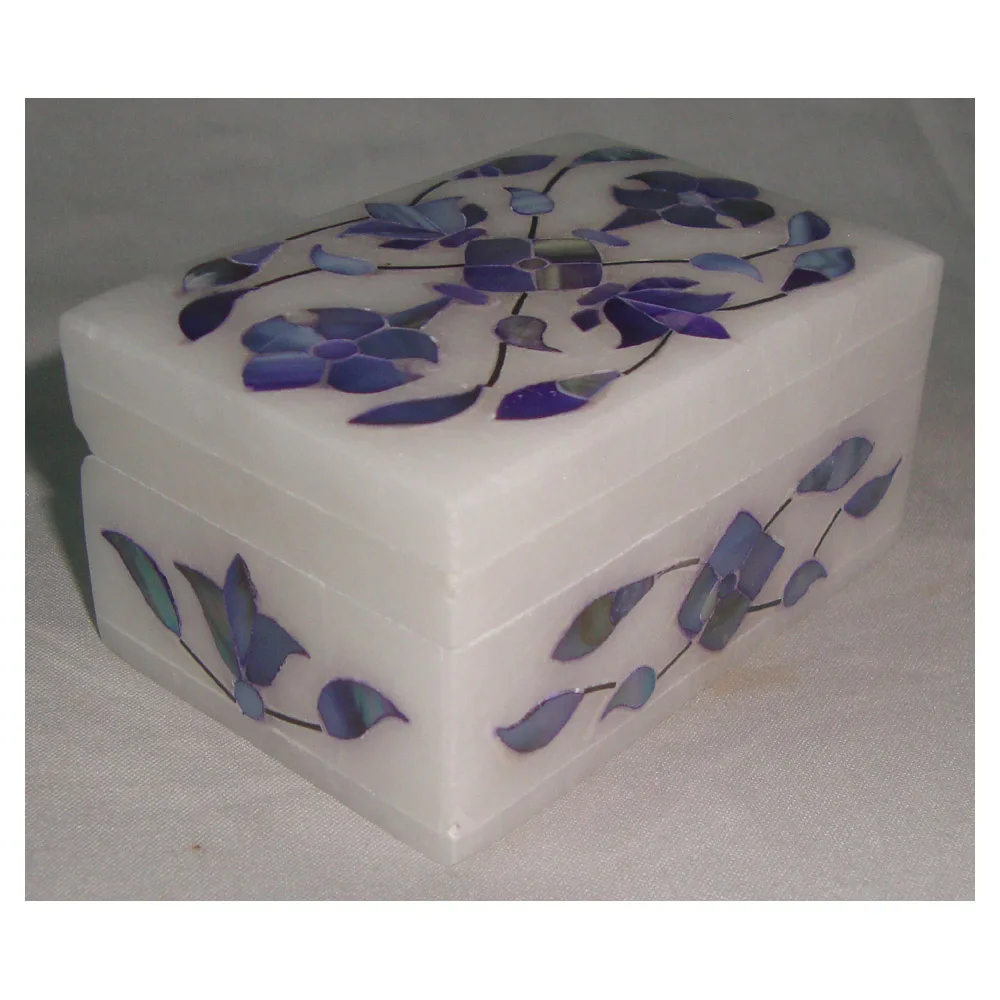 Made In In India Marble Stone Inlay Box Wholesaler Marble Mother of Pearl Floral Designs Jewellery Boxes For Buyers In Best Cost
