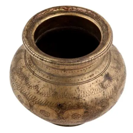Handmade Modern Antique Brass Water Pot Pooja Kalash for Ceremonies Flower Pots Garden Pots For Home Decor  3.90 Inches SNS-543