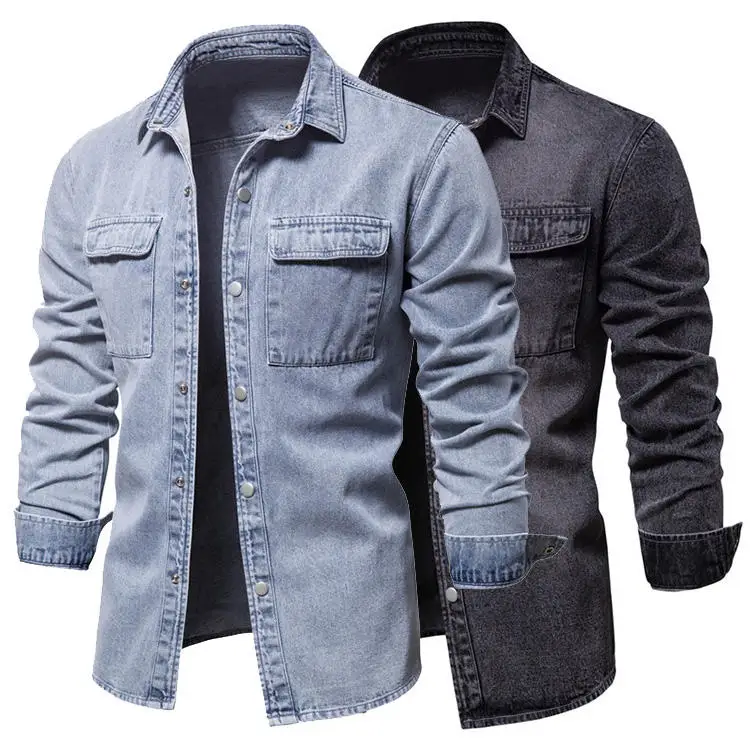 Blue Denim Jacket Men Autumn Fashion Cool Trendy Mens Jean Jackets Casual Coat Outwear Stand Collar Motorcycle