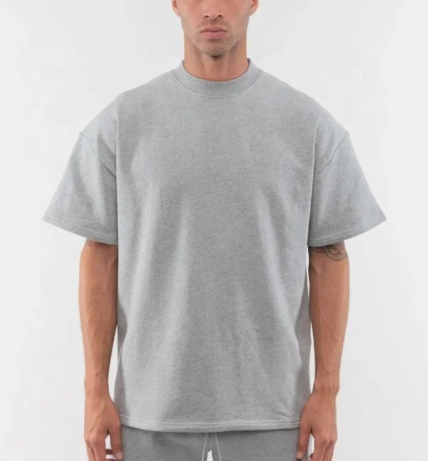 Mens Vintage Luxury Stone Washed 220gsm Heavy Oversized 100% Cotton Puff Print T Shirt