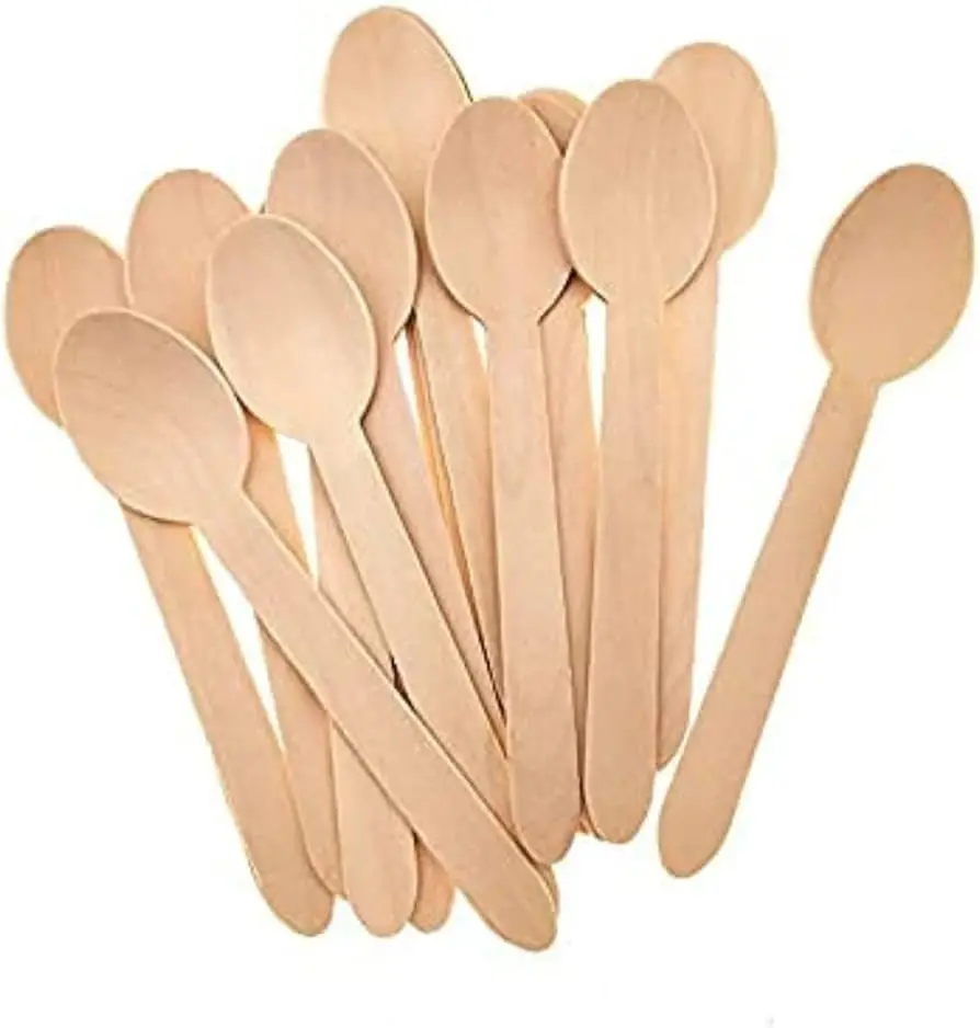 Single-Use Disposable Mini Birch Wooden Scoop Luxury Biodegradable Tableware for Parties for Restaurants 140mm Size