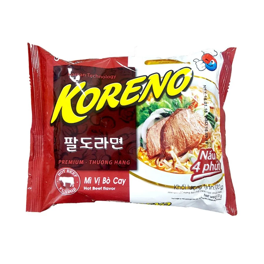 Мгновенная лапша Koreno со вкусом говядины 100 г/Лапша