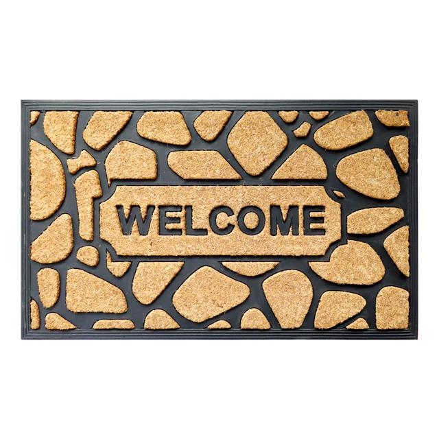 Natural Coir Modern Doormat Long-Lasting  Thick Entryway Rug for Indoor & Covered Door Entrances RUBBER COIR BRUSH MAT