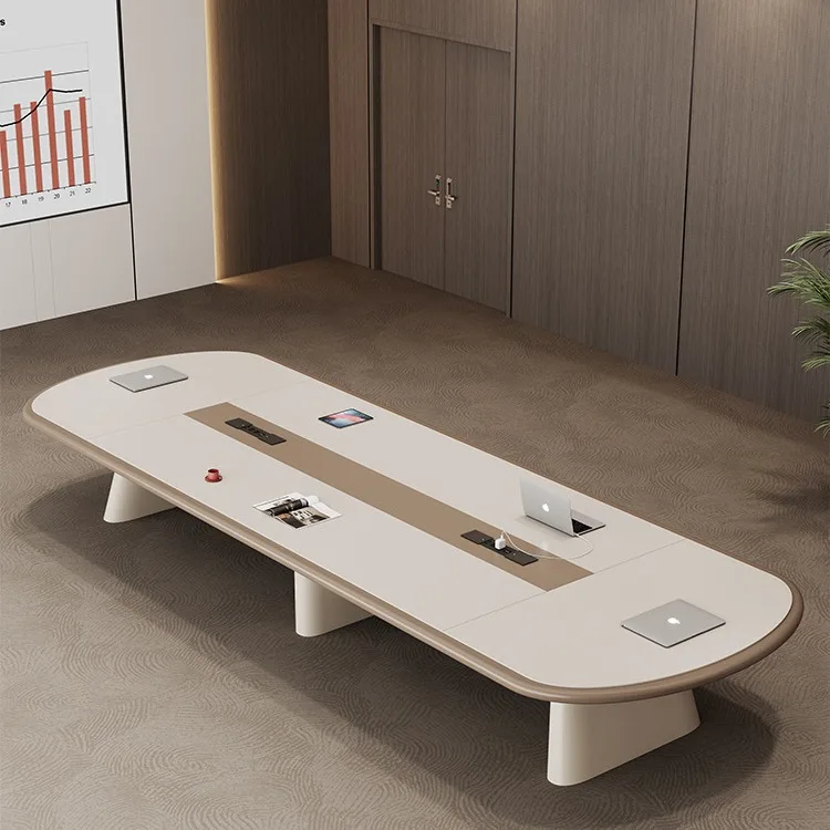 2024 новый овальный современный простой деревянный стол для переговоров нескольких человек встреч и