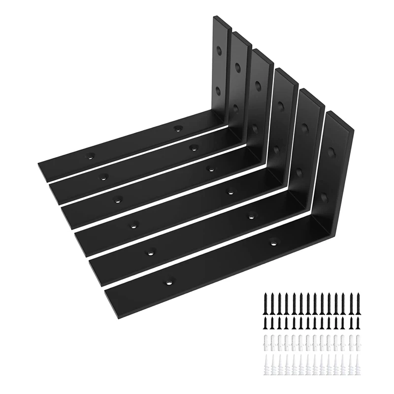 Factory Customized Black L Shaped Corner Floating Shelf Wall Mounting Brackets for Table Wood Bed Chair