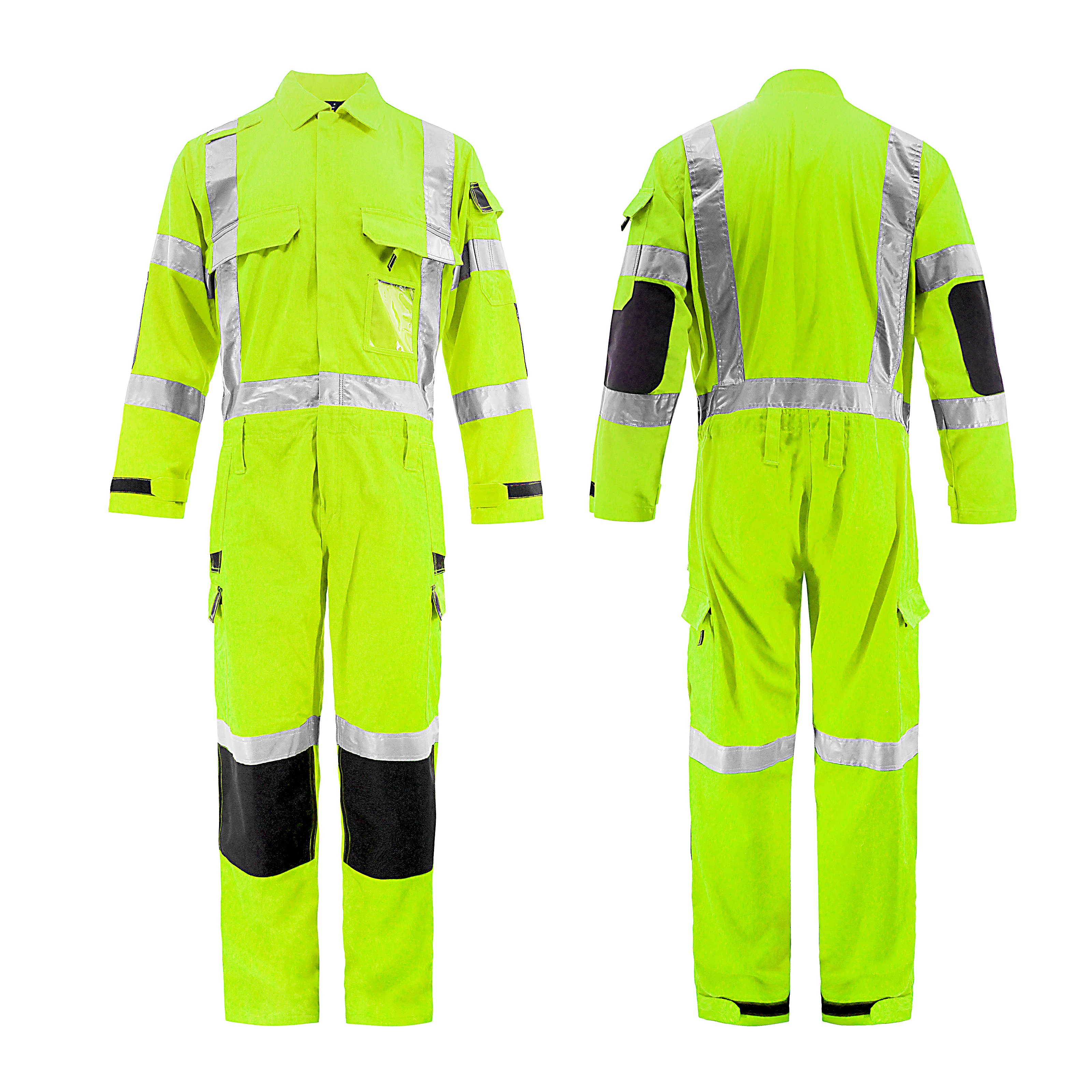 Hi vis Viz Bib & Brace Contrast Overall High Vis Safety Reflective Work Coverall Manufacture Waterproof Overall Safety Workwear