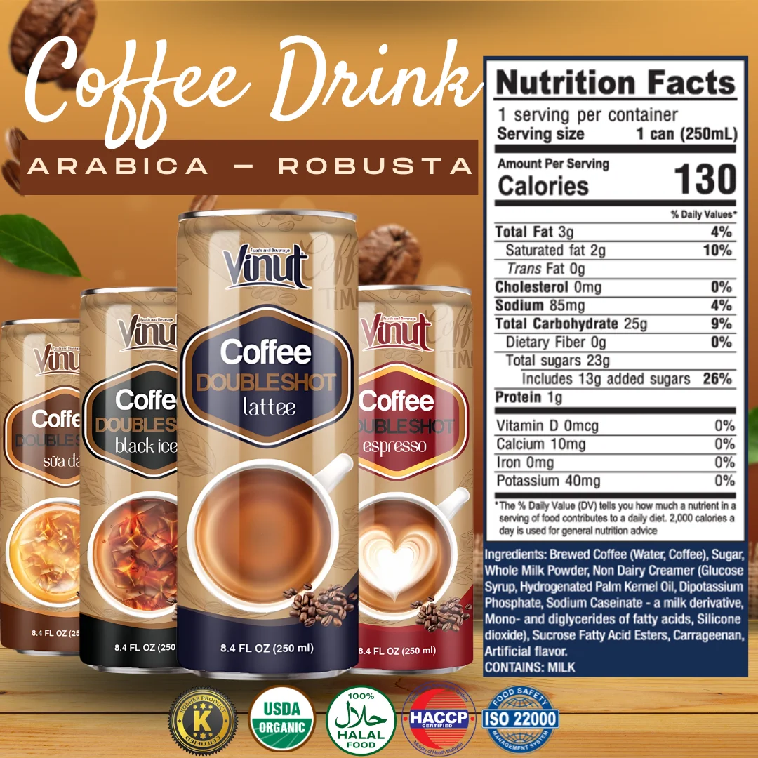 Кофейный напиток Doubleshot 250 мл вьетнамский винут заводская цена-эспрессо со льдом вкус латти бесплатный образец частная торговая марка OEM