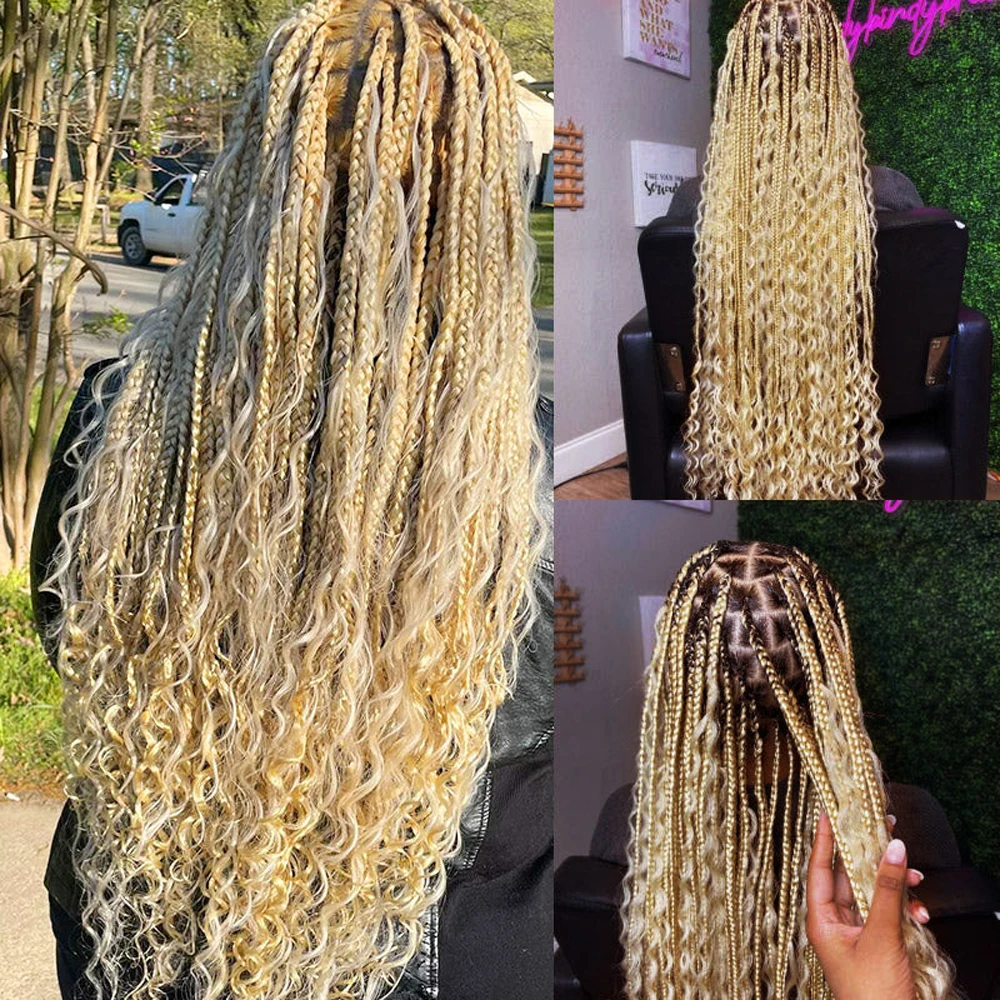 Braiding Hair No Weft Deep Wave Curly Bundle Human Hair Braids Extension 613 Blonde Human Hair Bulk for Boho Braids 16 Inch