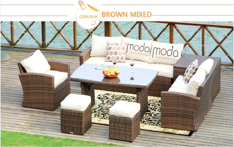 Wicker Furniture Modern patio Garden Furniture Comfortable Outdoor Poly Woven Rattan Patio Sofa Conversation Set