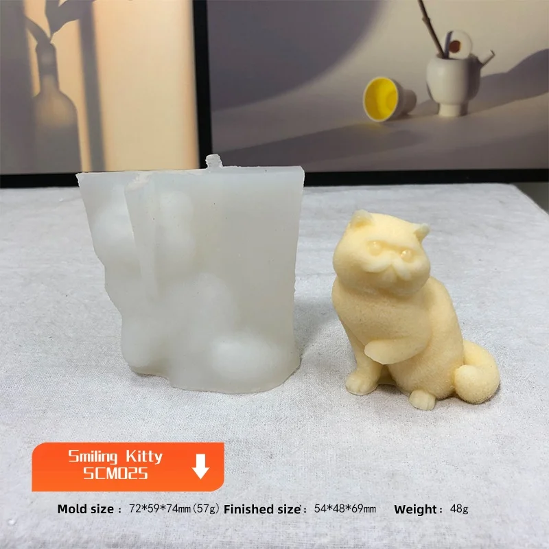 3D Cat Silicone Candle Mold Cute Kittens Styles DIY Handmade Crafts Making Wax Soap Aromatherapy Gypsum Epoxy Resin Mold