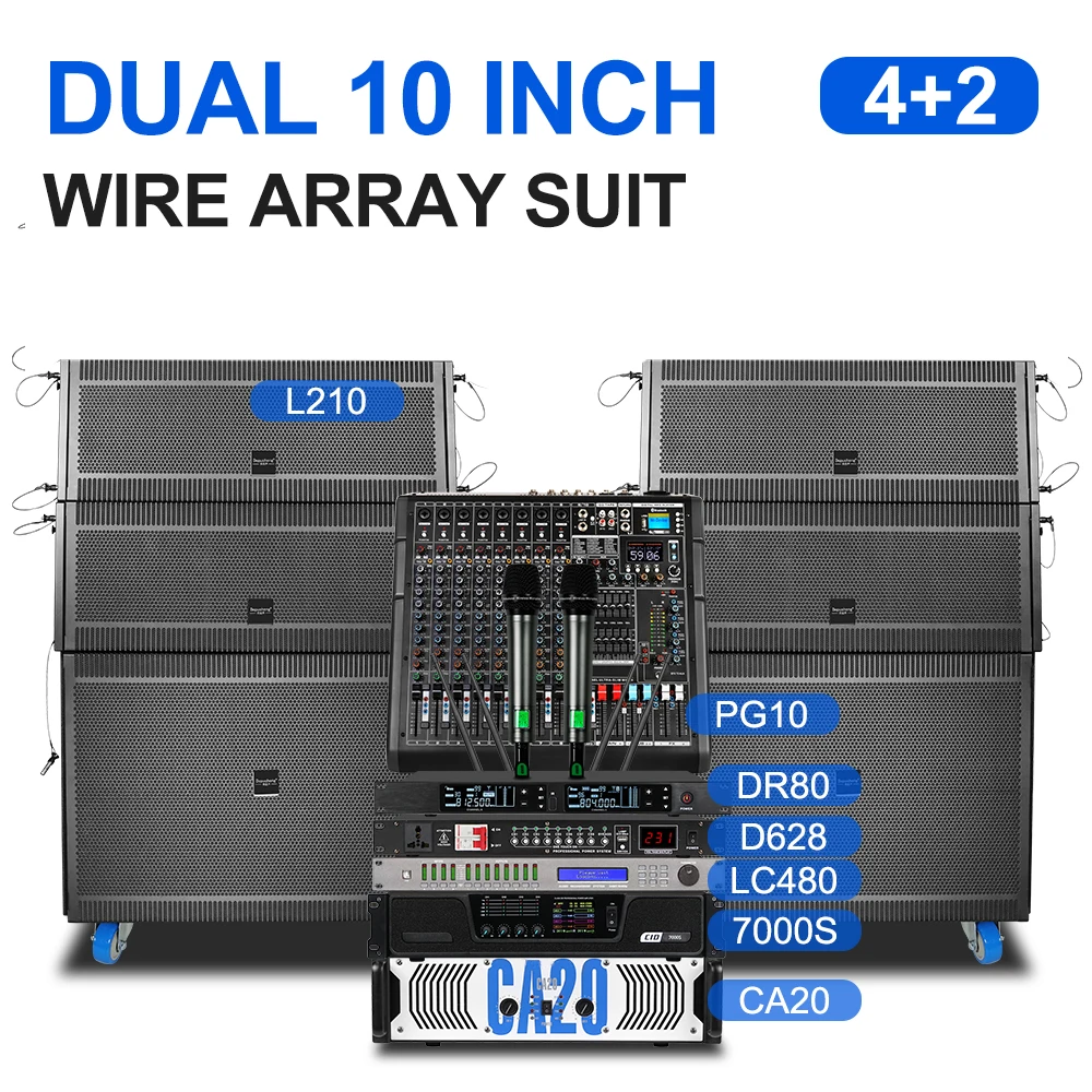 Biner L210 dual 10 Inch 2 Channels Passive Speaker With Power 1500W+1500W Outdoor Speaker Big Full Set