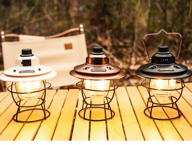 Waterproof Outdoor Charing Led Dimmable Camping Lanterns Lights Hiking Fishing Retro Emergency White Light With Lithium Battery