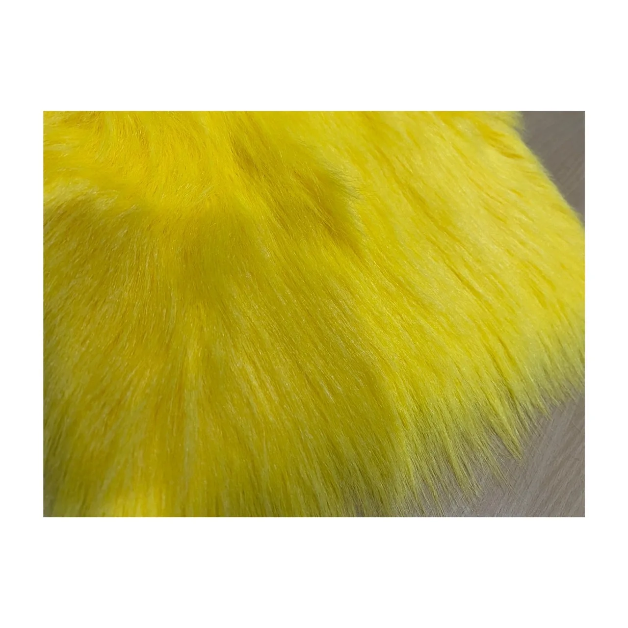High Quality Yellow Color Long Pile 60mm Luxury Acrylic Faux Fur Polyester Fabric Product of Thailand