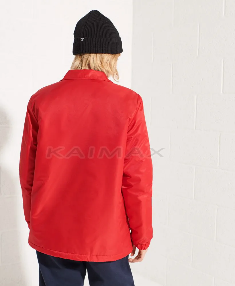 Cheap OEM Red Nylon Coaches Windbreaker Jacket Wholesale Outdoor Sports Coach Jacket Men Women