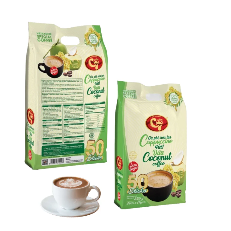 Instant Coffee Vietnamese Taste As Coconut Coffee Best Selling Cappuccino 4 In 1 Using With Hot Water From Vietnam Factory