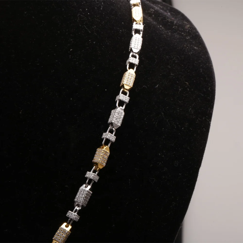 Hip hop fully iced out link diamond chain with vvs clarity diamonds crafted in 14 kt gold moissnaite for men wholesale jewelry