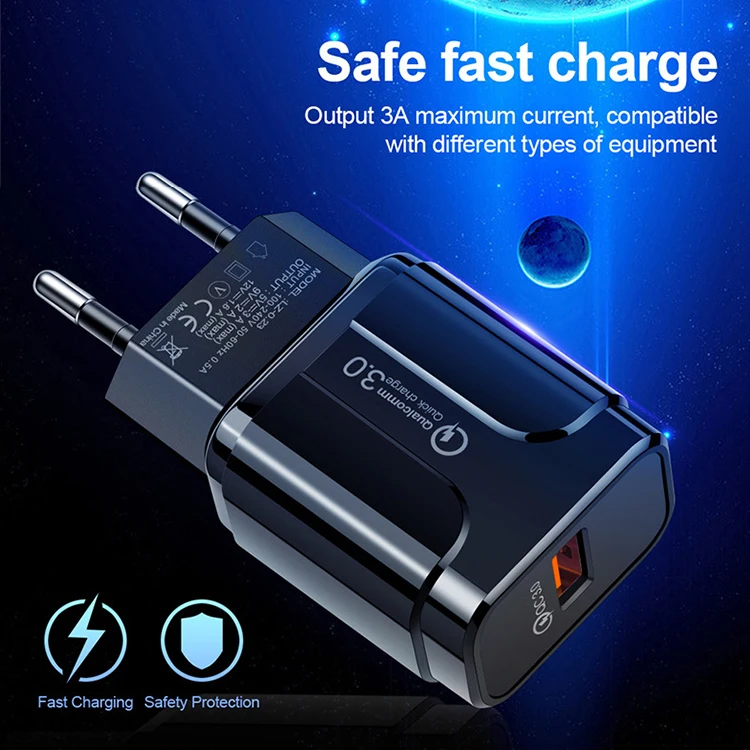 QC3.0 Quick Charge 18W  Mobile Phone Chargers Power Supplies Portable QC 18W Fast Charger Adapter