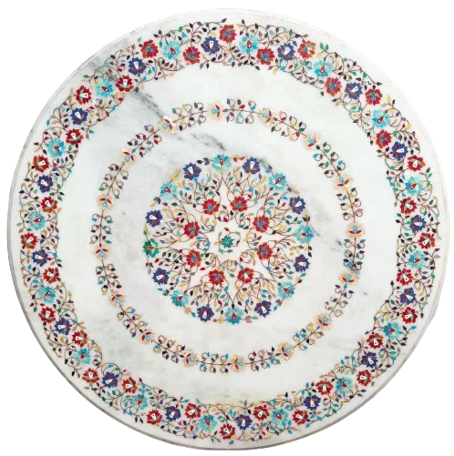 Marble Coffee Table Top Inlay Marquetry Floral Mosaic Style Patio Art Coffee Table Top